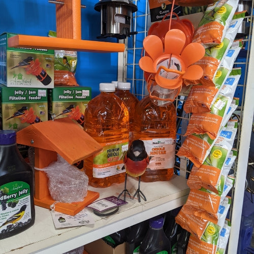 Wild bird nectar and feeders inside of Heinz Brothers store