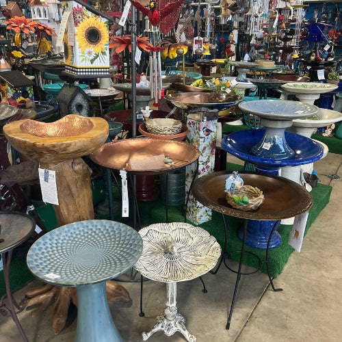 Wild bird baths inside of Heinz Brothers store