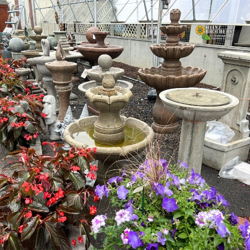 Garden statues and bird baths