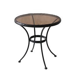 Sonoma Bistro Table, Steel and Glass, Woven Rim