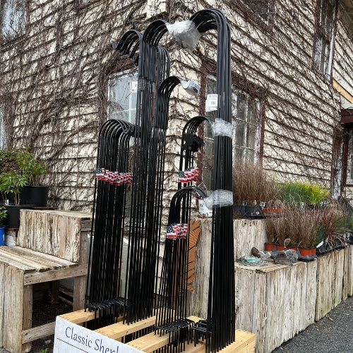 Small flag posts inside of Heinz Brothers store