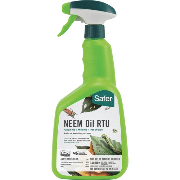 Safer 32 Oz. Ready To Use Trigger Spray Organic Neem Oil Fungicide, Miticide, Insecticide