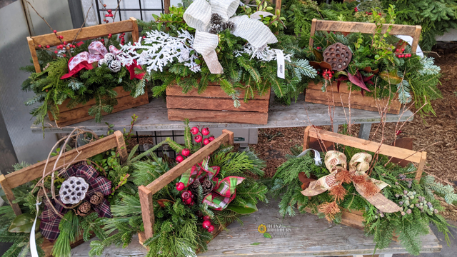 custom winter greenery centerpieces