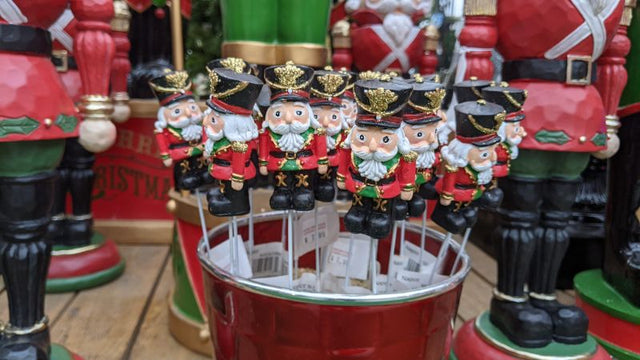 decorative nutcracker plant picks display