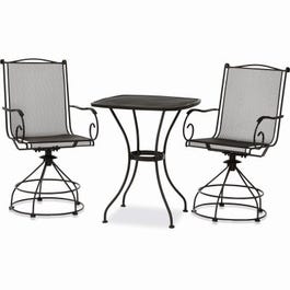 Uptown 3-Pc. Bistro / Balcony Set, Motion Chairs, Black Steel