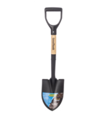 Green Thumb Mini Shovel, Round Point, D-Grip Wood Handle