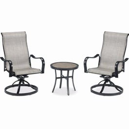 Chesapeake 3-Pc.Patio Chat Set, Gray/Beige With Pewter Aluminum Frame