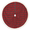 Christmas Tree Skirt, Red Plaid/White Faux Fur, 48-In.