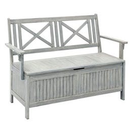 Hardwood Storage Bench, Gray, 4-Ft.