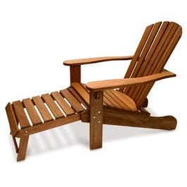 Copenhagen Collection Adirondack Chair With Built-In Ottoman, Eucalyptus