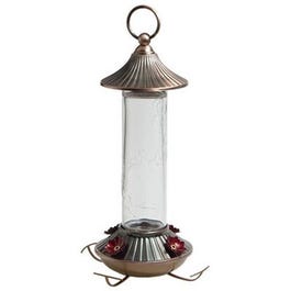 Bird Feeder, Hummingbird, Embossed Glass, 14-oz.