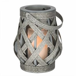 Criss Cross Lantern, Rattan, Battery-Operated, 7.5-In.