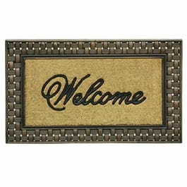 Framed Double Door Basketweave Welcome Mat, Coir/Rubber, 23 x 39-In.