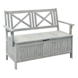 Hardwood Storage Bench, Gray, 4-Ft.