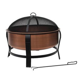 Fire Pit, Copper With Black Accents, Screen + Poker, 30-In.