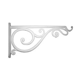 Hanging Plant Bracket, White Scroll, Cast Aluminum, 14-In.