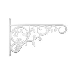 Hanging Plant Bracket, Hanging, White Leaves, Cast Aluminum, 9-In.